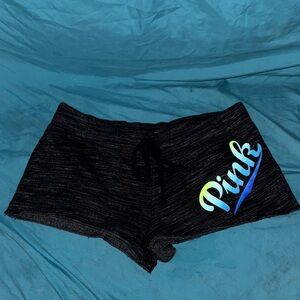 PINK Victoria's Secret Black Shorts with Colorful Logo